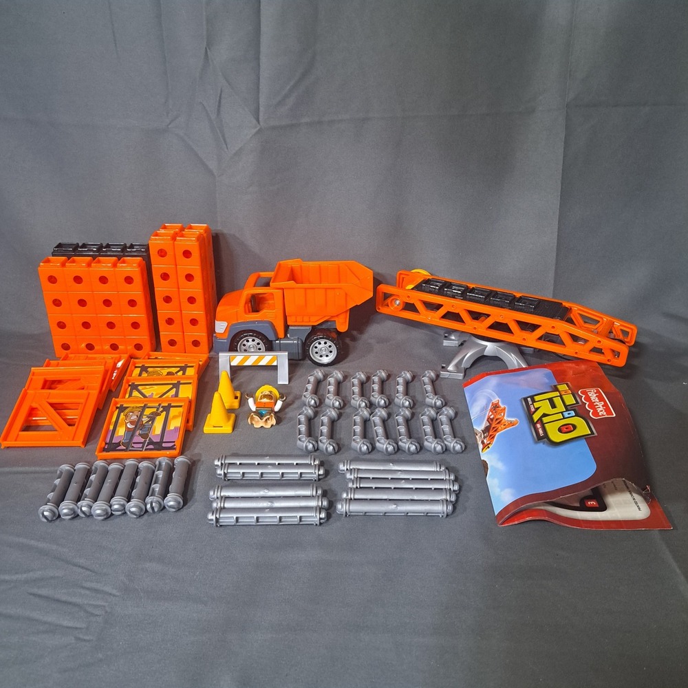 Fisher-Price TRIO Construction Set P6834 Dump Truck Crane Blocks COMPLETE